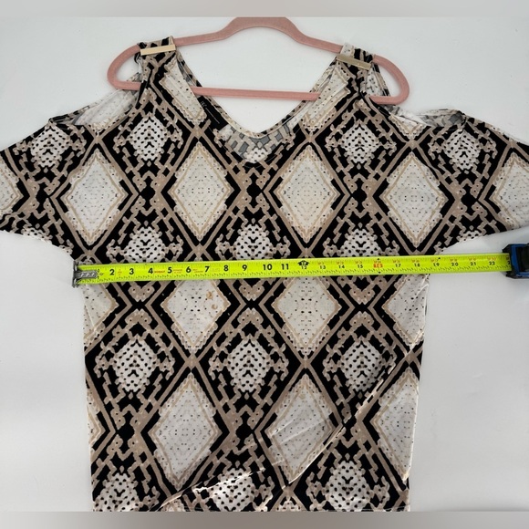 INC Cold Shoulder Gold Embellishments V Neck And Back Top - Picture 3 of 8